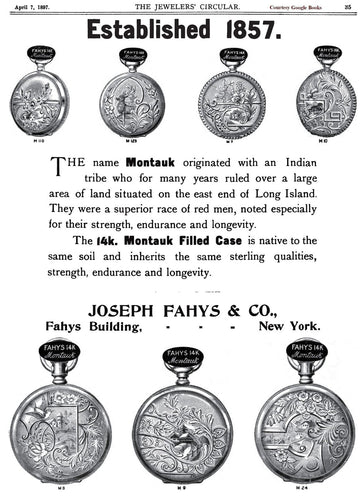 Montre Elgin National Watch Co. avec caisse Fahys Montauk n.1 58 Facettes