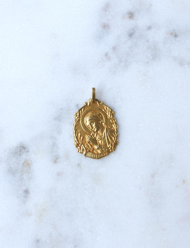 Pendentif Médaille Ancienne Vierge Marie Virgo Fidelis en Or Jaune 58 Facettes