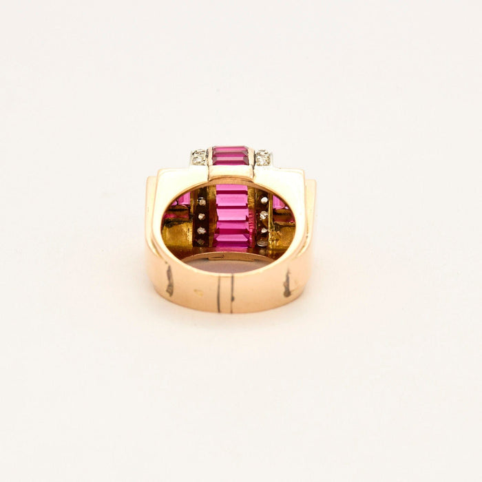 Bague 52 Bague Tank or rose rubis et diamants 58 Facettes 240 400