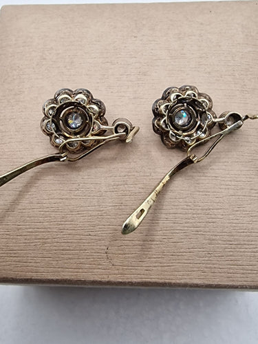 Boucles d'oreilles Boucles d'oreilles antiques en or, argent et diamants taille ancienne 58 Facettes