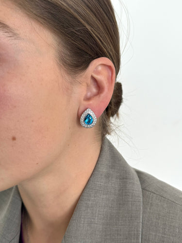 Boucles d'oreilles Boucles d'oreilles vintage en topaze, diamant et or blanc 58 Facettes