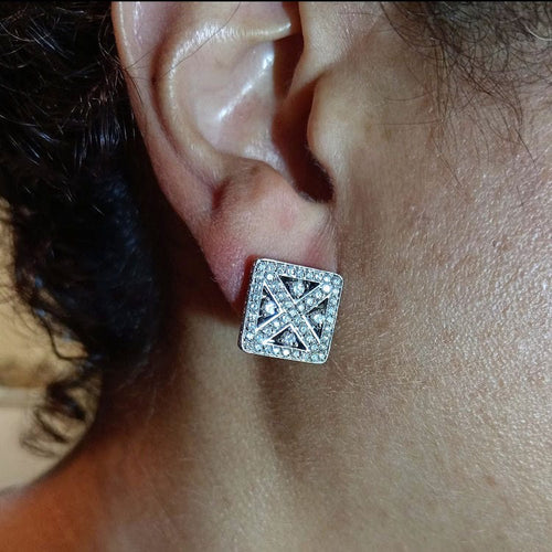 Brincos quadrados em ouro branco com diamantes de 2,54 ct 