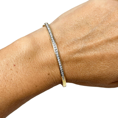 Bracelet Bracelet jonc or jaune, diamants sertis rail 58 Facettes 336