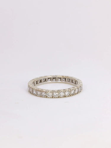 Bague 63 Alliance américaine en or blanc et diamants 2.24 ct 58 Facettes J48