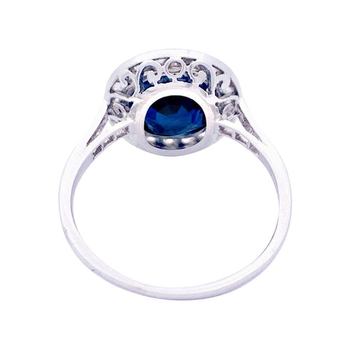 Bague 50 Bague ancienne platine, saphir, diamants. 58 Facettes 33634