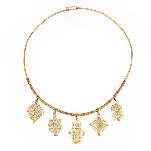 Collier Collier ras de cou en or jaune des années 60 5 médaillons 58 Facettes G13704