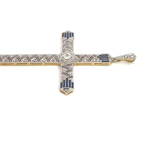 Pendentif Gold and Platinum Cross Pendant 58 Facettes UN0066