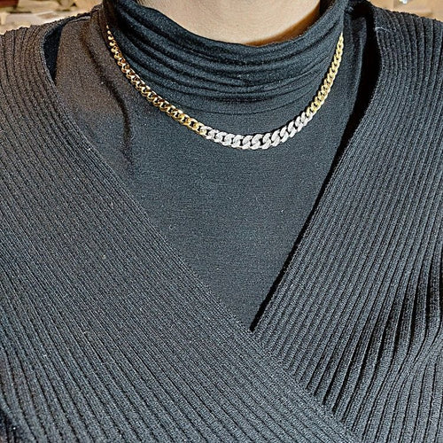 Collier Collier en or jaune et blanc serti de diamants taille huit-huit 58 Facettes G3887