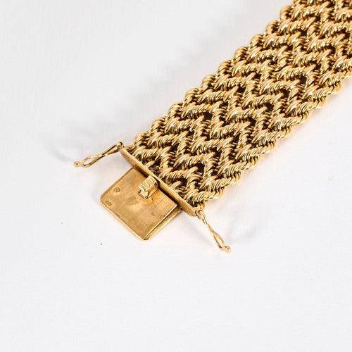 Bracelet Large bracelet or jaune maille tressée 58 Facettes BOU0243