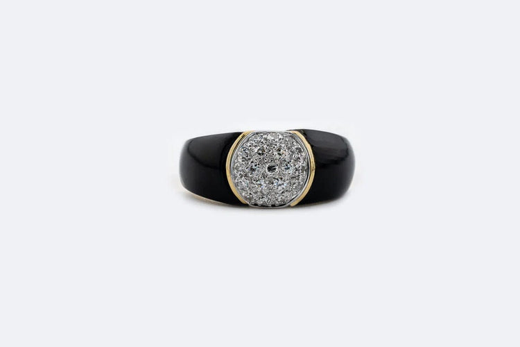 Bague 19 / Oro Giallo Bague en or jaune avec onyx et pavé diamants 58 Facettes ANL752