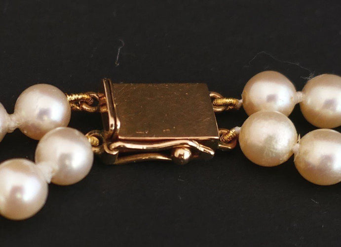Collier Collier de Perles de Culture 2 Rangs, Fermoir Or 58 Facettes