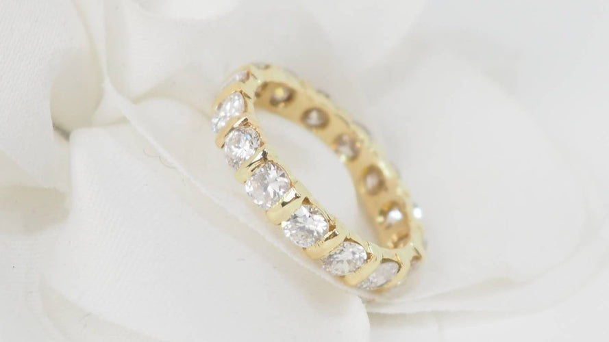 Bague 51 Alliance américaine en or jaune et diamants 2,40cts 58 Facettes 31354