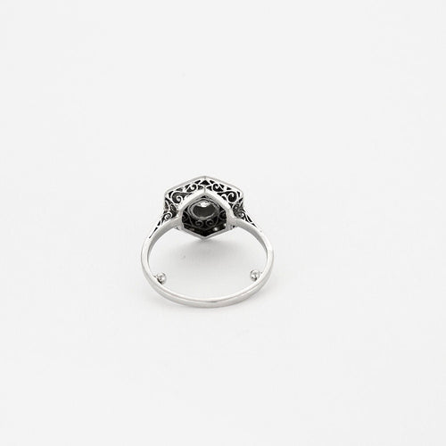 Bague 51,5 Bague platine, onyx et diamant 58 Facettes BLO0120