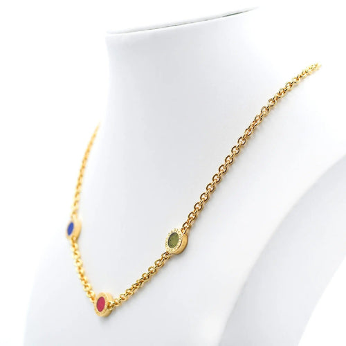 Collier BULGARI - Collier Bulgari en or jaune avec jade, corail et lapis 58 Facettes