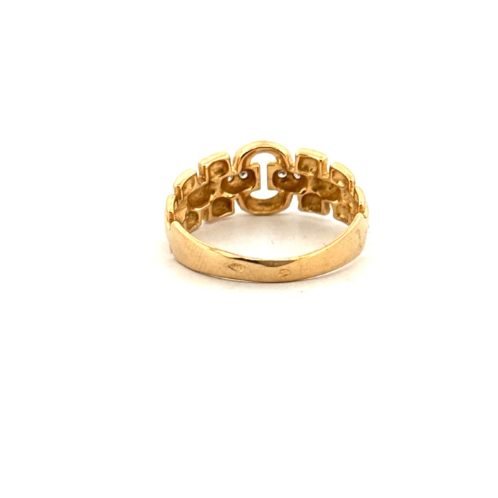 Chain ring in yellow gold and diamonds