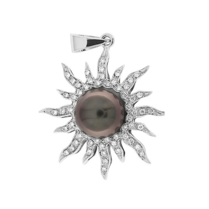 Pendentif Pendentif soleil en or blanc avec perle de Tahiti et diamants 58 Facettes G3585