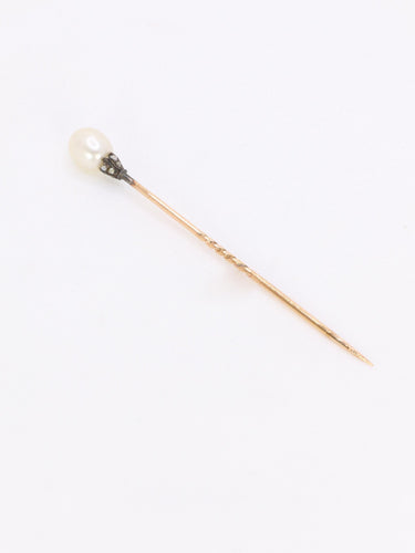 Broche Epingle or jaune perle fine diamants 58 Facettes 1115.5