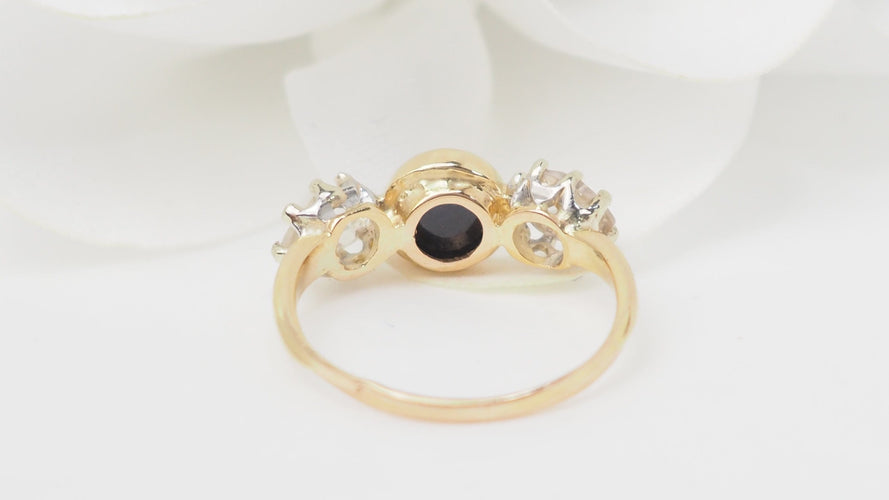 Bague 51 Bague En Or Jaune, Cabochon De Saphir Et Diamants 58 Facettes 32794