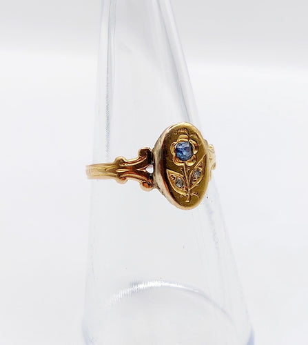 Bague 52.5 Bague art nouveau or rose fleur, saphir et diamants 58 Facettes A05529