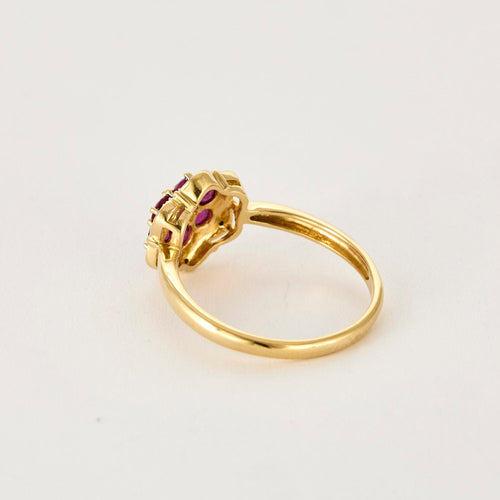 Bague 61 Bague or jaune, rubis et diamants 58 Facettes GU253