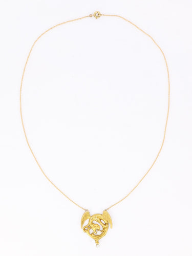 Collier Collier Art Nouveau Chimère or jaune perles 58 Facettes 1108.3