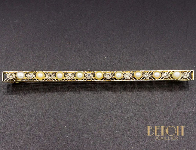 Broche Broche Barrette Art Déco Platine Perles Fines 58 Facettes A9166