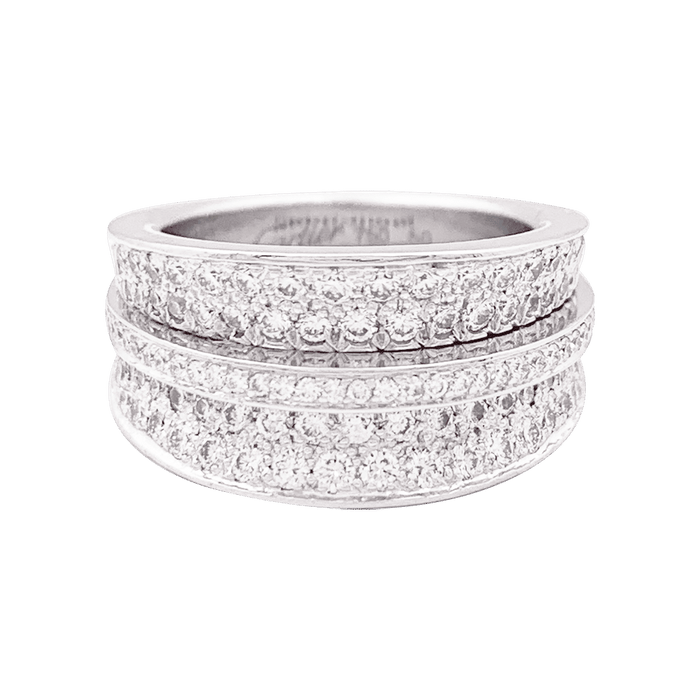 Bague 50 Bague Cartier "Barrette" or blanc, diamants. 58 Facettes 34140