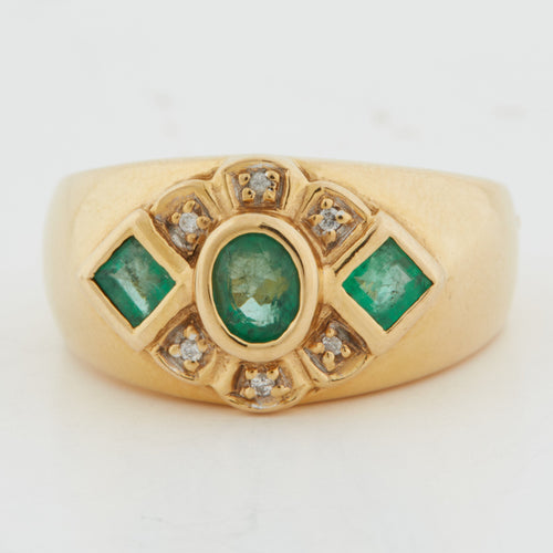 Bague 55 Bague Or Jaune - Emeraudes et Diamants 58 Facettes RÉF 6200/10