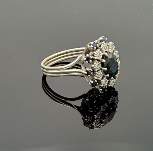 Bague 53 Bague pompadour vintage or, saphir et diamant 58 Facettes