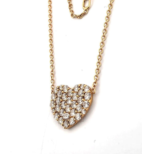 Pendentif Pendentif en or jaune avec pendentif en forme de cœur serti de diamants 58 Facettes