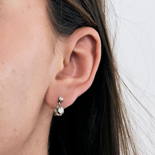 Boucles d'oreilles Dormeuses or jaune et blanc et diamants 58 Facettes GULK225