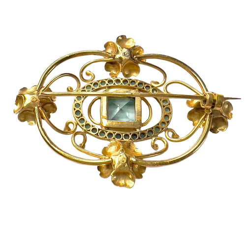 Broche BROCHE DU DÉBUT DU XXE SIÈCLE, ÉPOQUE 1900-1910, avec TURQUOISE et SPINELLE SYNTHÉTIQUE 58 Facettes Q341B