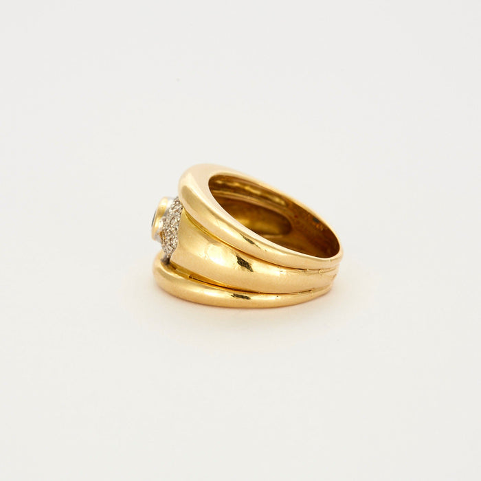 Yellow gold sapphire and diamond ring