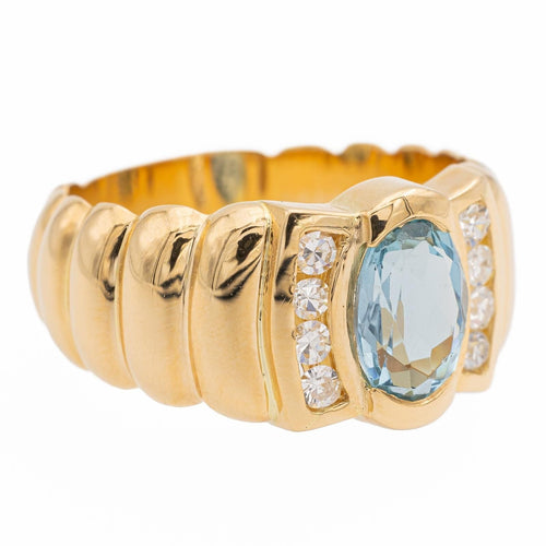 Bague 53 Bague Bandeau Or jaune Topaze, Diamant 58 Facettes 2381954CN