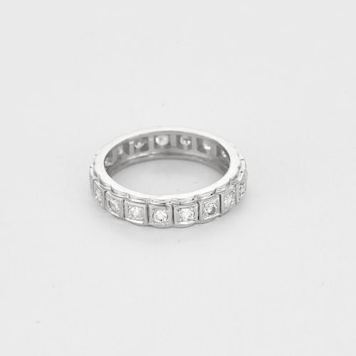 Bague 49 Alliance américaine diamants 0,95 ct en or blanc 58 Facettes LMB-294