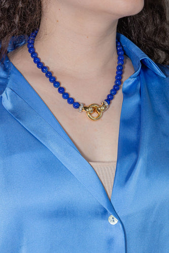 Collier Collier Or jaune, Or blanc Lapis lazuli, Diamant 58 Facettes 3243856CN