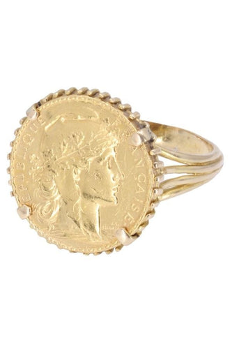 Bague 64 BAGUE PIÈCE 20 FRANCS MARIANNE 58 Facettes 086591