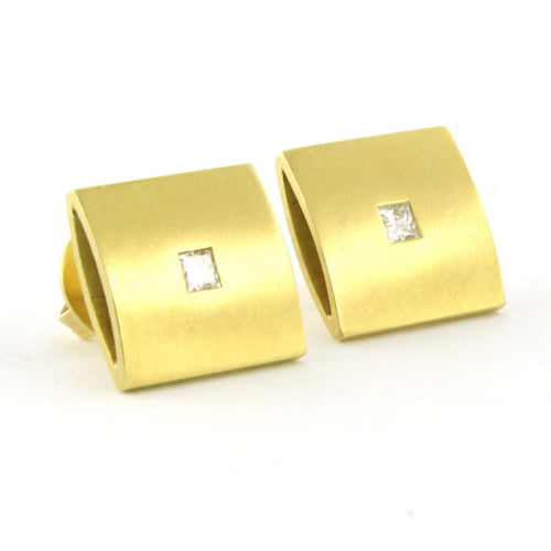 Boucles d'oreilles Boucles d'oreilles en or jaune serties de diamants taille princesse 58 Facettes