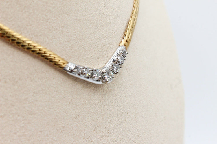 Collier Collier maille anglaise or jaune, diamants 58 Facettes 250197