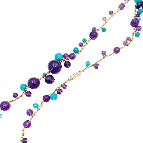 Collier Sautoir Cartier, "Délices de Goa", or rose, améthystes, turquoises et diamants. 58 Facettes 35058
