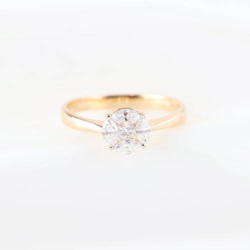 Bague Bague en or rose sertie de diamants taille marquise et princesse 58 Facettes 131455A