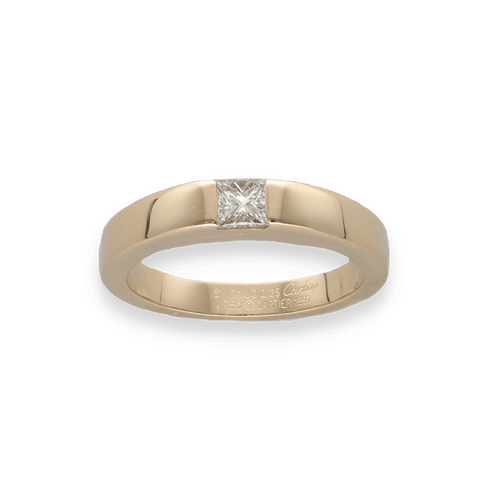 Bague 51 Bague Cartier Tank - Or jaune 18K avec diamant princesse 0,25 ct - 1997 - Taille 51 58 Facettes FB10558