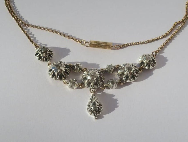 Collier Collier provençal XIXe rivière d’Arles Diamants or rose et argent 58 Facettes