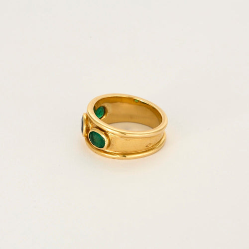 Bague 50 Bague Ciel et Nature en or jaune, saphir et émeraudes 58 Facettes LP1227/15