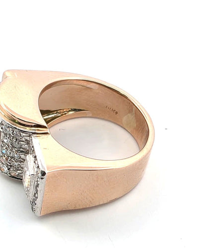 Bague 53 Anello vintage en or rose 18kt et diamants 58 Facettes