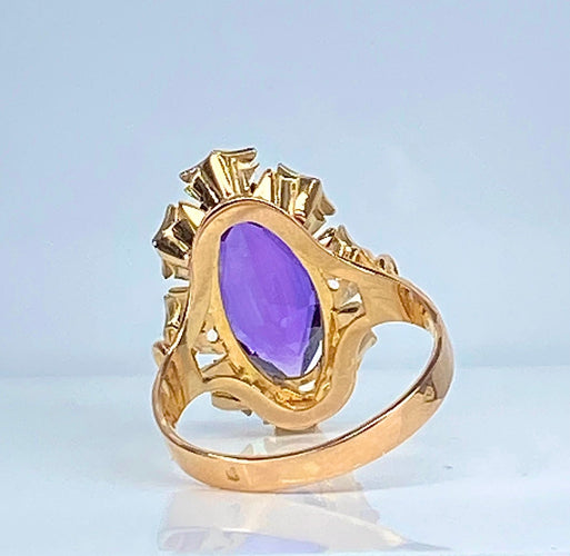 Bague 51 Bague en or jaune et améthyste 58 Facettes AB581