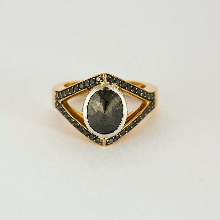 Bague 55 Bague or jaune, diamant noir 58 Facettes 240334