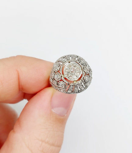 Bague 52 Bague boule Art Déco or blanc, diamant taille rose (circa 1920) 58 Facettes A04623