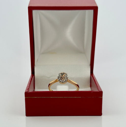 Bague 55.5 Bague ancienne solitaire or et platine diamant brun 58 Facettes