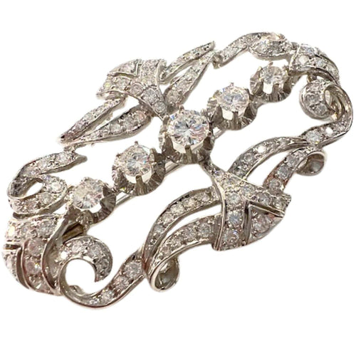 Broche Broche Art Déco, époque 1930-1935, en or 18 carats avec diamants 58 Facettes Q228B